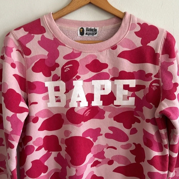 BAPE ABC pink Camo Stone Crewneck sweatshirt size medium - Picture 2 of 7